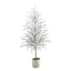6ft. Unlit Snowed Twig Artificial Christmas Tree In Decorative Planter