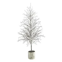 6ft. Unlit Snowed Twig Artificial Christmas Tree In Decorative Planter