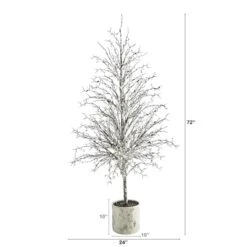 6ft. Unlit Snowed Twig Artificial Christmas Tree In Decorative Planter -Northlight Sale Store D251292S 2