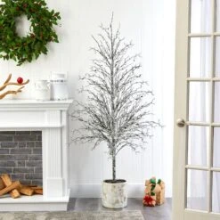 6ft. Unlit Snowed Twig Artificial Christmas Tree In Decorative Planter -Northlight Sale Store D251292S 3