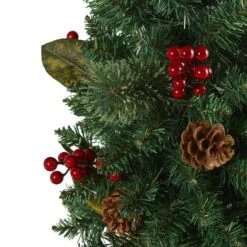 2ft. Pre-Lit Pine Artificial Potted Christmas Tree With Pinecone & Berries, Clear LED Lights -Northlight Sale Store D251295S 4