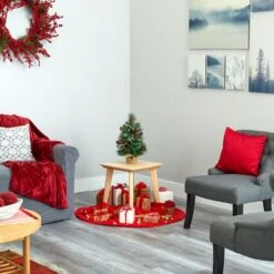 18" Pre-Lit Mixed Pine Artificial Christmas Tree With Holly Berries & Pinecones, Clear LED Lights -Northlight Sale Store D251296S 7