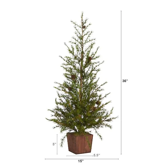 3ft. Unlit Alpine With Pinecones Artificial Potted Christmas Tree 3 3ft. Unlit Alpine With Pinecones Artificial Potted Christmas Tree - Image 3