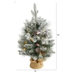 2ft. Pre-Lit Flocked Pinecones & Berries Artificial Christmas Tree With Clear LED Lights -Northlight Sale Store D251303S 2