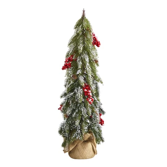 2ft. Unlit Flocked Christmas Artificial Tree With Berries & Pinecones 2 2ft. Unlit Flocked Christmas Artificial Tree With Berries & Pinecones - Image 2