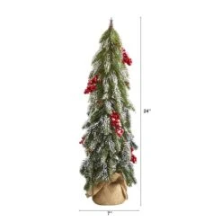 2ft. Unlit Flocked Christmas Artificial Tree With Berries & Pinecones 6 2ft. Unlit Flocked Christmas Artificial Tree With Berries & Pinecones -Northlight Sale Store D251314S 2