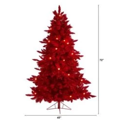 6ft. Pre-Lit Red Fraser Fir Artificial Christmas Tree, Red Lights -Northlight Sale Store D251323S 2