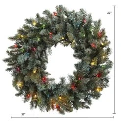 30” Pre-Lit Pine Wreath With Colored Lights -Northlight Sale Store D251347S 13