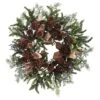 24" Pine & Pinecone Wreath With Burlap Bows
