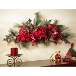 30" Red Holiday Hydrangea Swag -Northlight Sale Store D251353S 13