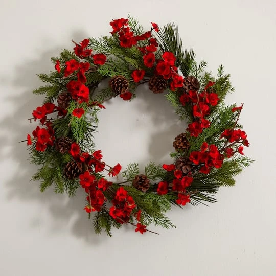 24" Plum Blossom Pine Wreath 6 24" Plum Blossom Pine Wreath - Image 6