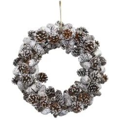 17" Snowy Pinecone Wreath