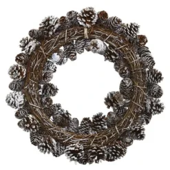 17" Snowy Pinecone Wreath -Northlight Sale Store D251357S 12