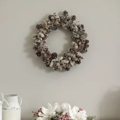 17" Snowy Pinecone Wreath -Northlight Sale Store D251357S 15