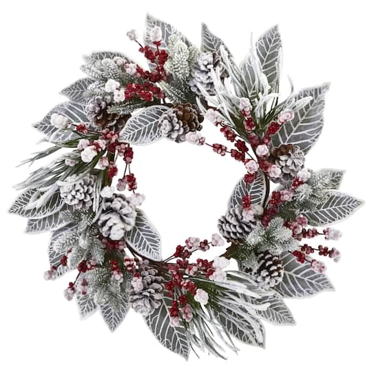 24" Snowy Magnolia Berry Wreath 1 24" Snowy Magnolia Berry Wreath