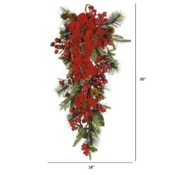 30" Red Poinsettia & Berry Teardrop 6 30" Red Poinsettia & Berry Teardrop -Northlight Sale Store D251364S 12