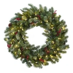 30" Pre-Lit Berries & Pinecones Wreath