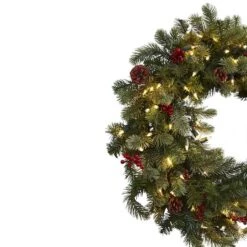 30" Pre-Lit Berries & Pinecones Wreath -Northlight Sale Store D251369S 12