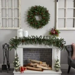 30" Pre-Lit Berries & Pinecones Wreath -Northlight Sale Store D251369S 14