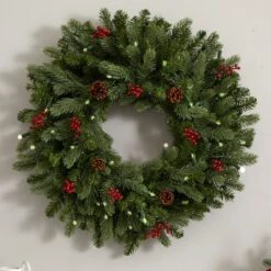30" Pre-Lit Berries & Pinecones Wreath -Northlight Sale Store D251369S 16