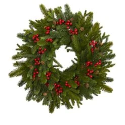 22" Pine, Pinecone & Berry Artificial Wreath