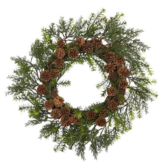 22" Cedar & Pinecone Artificial Wreath 2 22" Cedar & Pinecone Artificial Wreath - Image 2