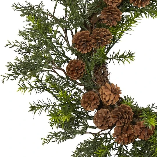 22" Cedar & Pinecone Artificial Wreath 4 22" Cedar & Pinecone Artificial Wreath - Image 4