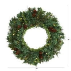 20" LED Mixed Pine & Pinecone Artificial Christmas Wreath -Northlight Sale Store D251389S 2