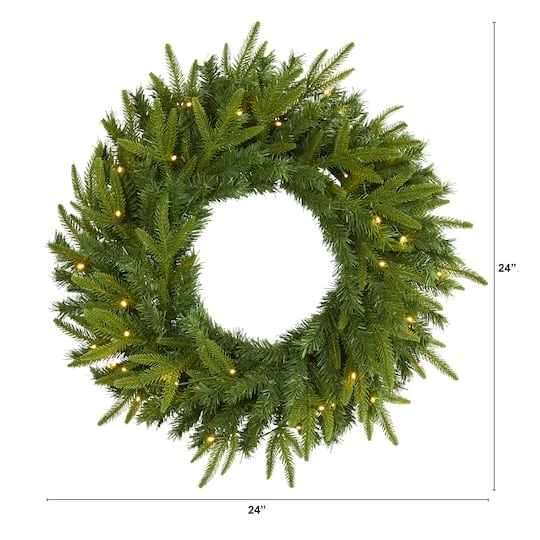 24" LED Long Pine Artificial Christmas Wreath 6 24" LED Long Pine Artificial Christmas Wreath - Image 6