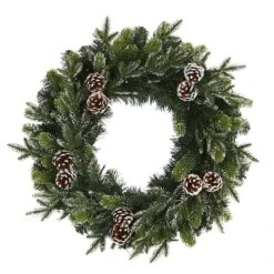24" Pre-Lit Snowed Pinecone Artificial Christmas Wreath -Northlight Sale Store D251391S 3