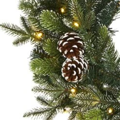 24" Pre-Lit Snowed Pinecone Artificial Christmas Wreath -Northlight Sale Store D251391S 4