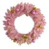 24" LED Pink Artificial Christmas Wreath With Ornaments