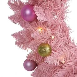 24" LED Pink Artificial Christmas Wreath With Ornaments -Northlight Sale Store D251392S 3