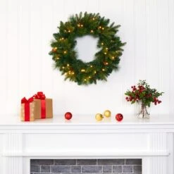 24" LED Mixed Pine Artificial Christmas Wreath -Northlight Sale Store D251394S 5