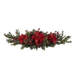 3ft. Red Poinsettia & Berry Centerpiece 9 3ft. Red Poinsettia & Berry Centerpiece -Northlight Sale Store D252167S 12