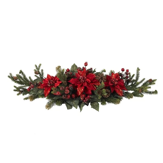 3ft. Red Poinsettia & Berry Centerpiece 3 3ft. Red Poinsettia & Berry Centerpiece - Image 3