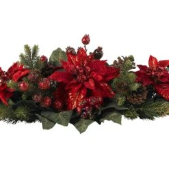3ft. Red Poinsettia & Berry Centerpiece 10 3ft. Red Poinsettia & Berry Centerpiece -Northlight Sale Store D252167S 13