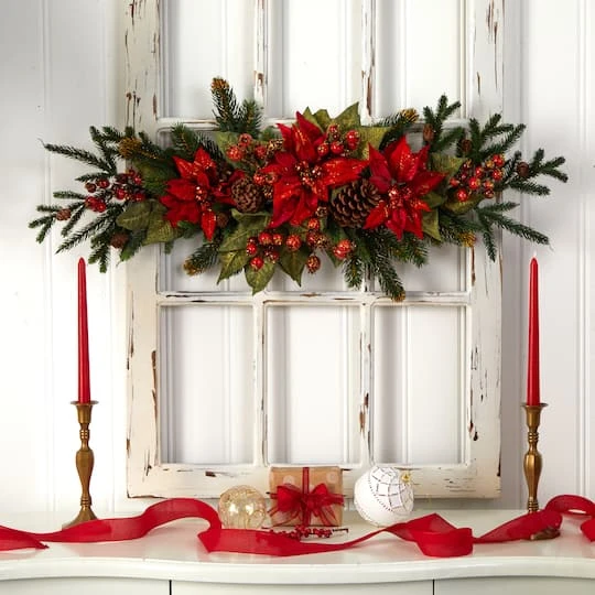 3ft. Red Poinsettia & Berry Centerpiece 5 3ft. Red Poinsettia & Berry Centerpiece - Image 5