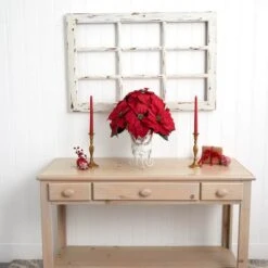 21" Potted Poinsettia With White Metal Planter -Northlight Sale Store D252177S 15