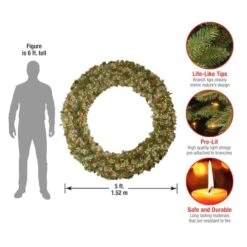 60" Pre-Lit Wintry Pine Wreath -Northlight Sale Store D252290S 15
