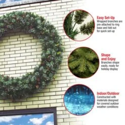 60" Pre-Lit Wintry Pine Wreath -Northlight Sale Store D252290S 16