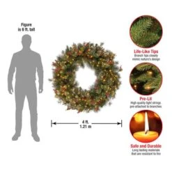 48" Pre-Lit Wintry Pine Wreath -Northlight Sale Store D252293S 15