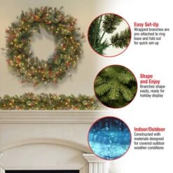 48" Pre-Lit Wintry Pine Wreath -Northlight Sale Store D252293S 16