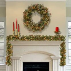 48" Pre-Lit Wintry Pine Wreath -Northlight Sale Store D252293S 2