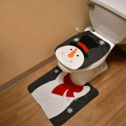 Holiday Snowman Bathroom Seat & Floor Cover Set 7 Holiday Snowman Bathroom Seat & Floor Cover Set -Northlight Sale Store D252357S 2
