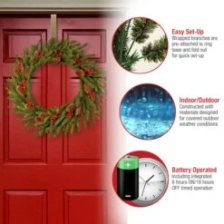 24" LED Dorchester Fir Wreath 11 24" LED Dorchester Fir Wreath -Northlight Sale Store D252444S 15
