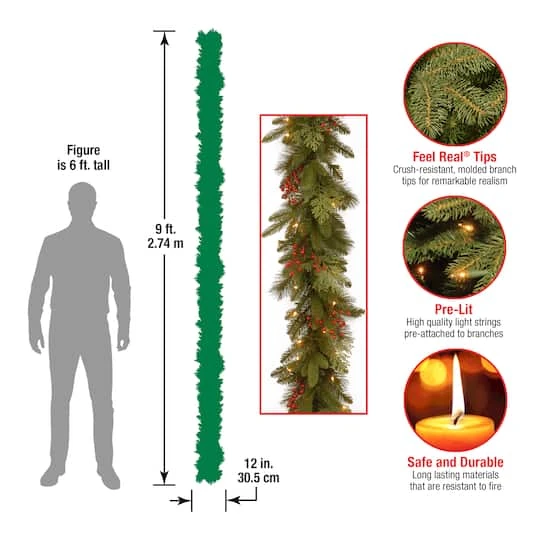 9ft. Clear Lights Mixed Evergreen Classical Collection Garland 4 9ft. Clear Lights Mixed Evergreen Classical Collection Garland - Image 4