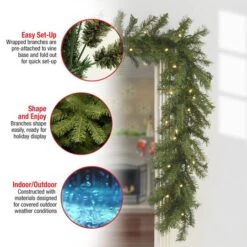9ft. Pre-Lit Clear Lights Norwood Fir Garland -Northlight Sale Store D252472S 17