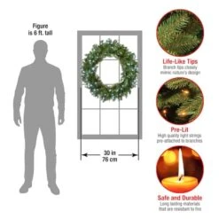 30" Cool White LED Memory-Shape® Norwood Fir Wreath -Northlight Sale Store D252481S 16