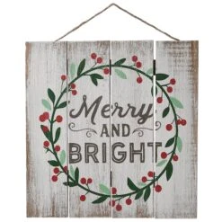 13" Merry & Bright Christmas Holiday Wall Sign -Northlight Sale Store D252501S 1 1